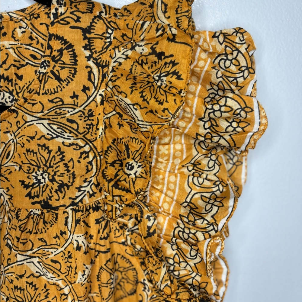 House of Harlow 1960 women’s marigold ruffle sleeve vintage print top size small - Picture 3 of 5